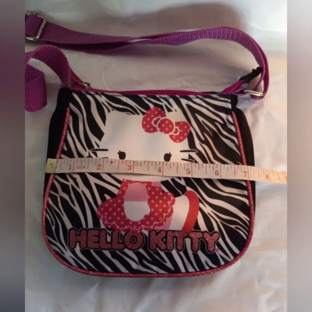 Hello Kitty Zebra Stripe Hot Pink Youth Purse Hand Bag Adjustable Strap …